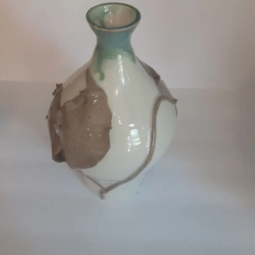 Leaf applique Stoneware Large Decorative Vase Beautiful
